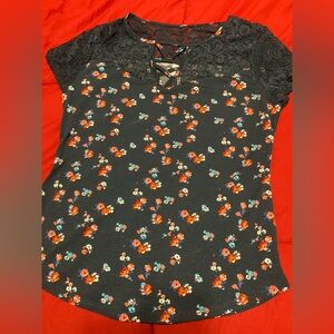 No Boundaries Black Floral Lace Top